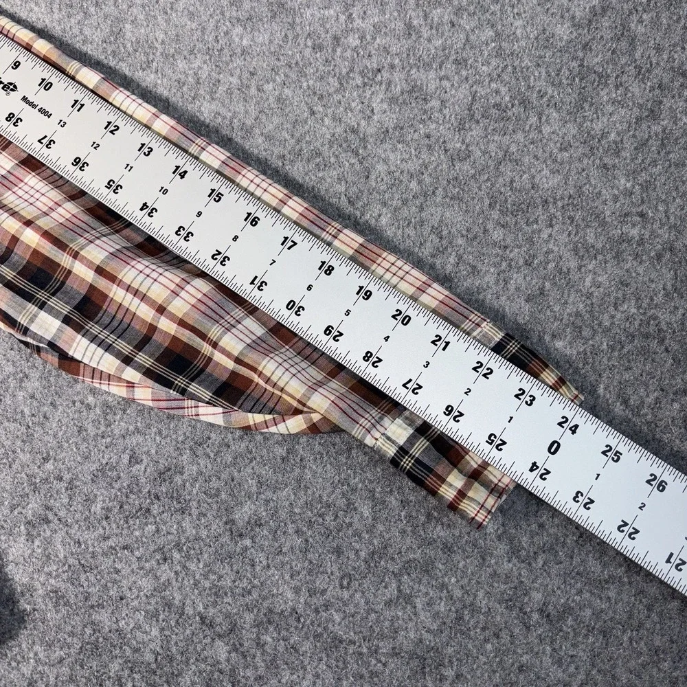 Levi's Pearl Snap Shirt Mens Medium Western Long Sleeve Plaid Brown‎ Regular Fit